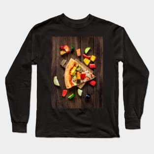 vegan pizza slice Long Sleeve T-Shirt